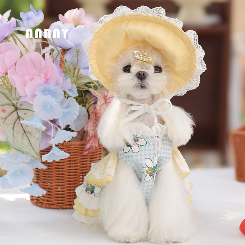 PawsCube - Spring and Autumn Pet Clothing Lolita Dog Skirt Small Dog High Quality Embroidered Dog Clothing